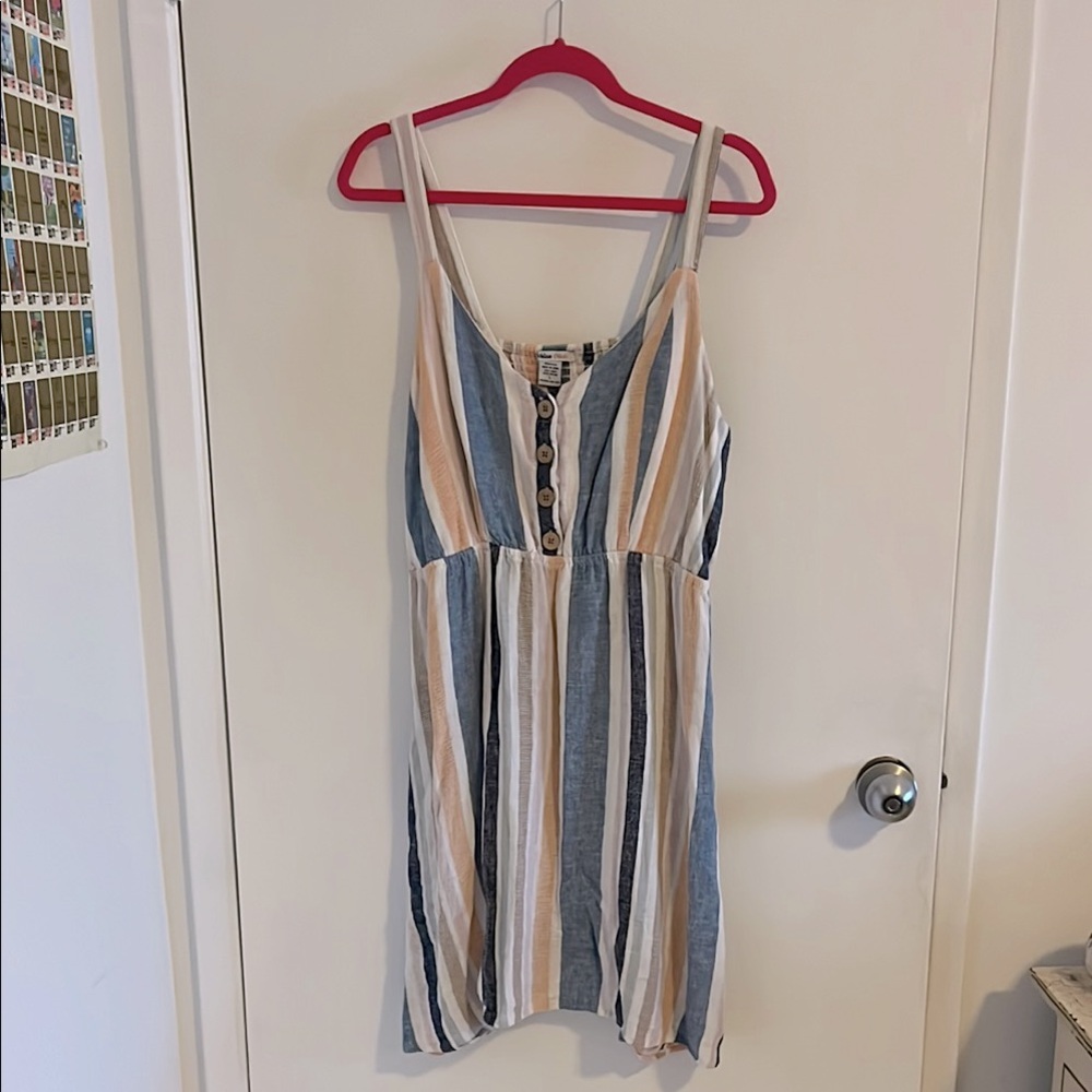 Striped Sleeveless Button-Front Dress